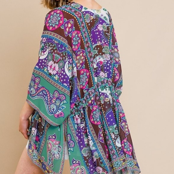 Boho Paisley Print Kimono Top NEW Small - Picture 8 of 8